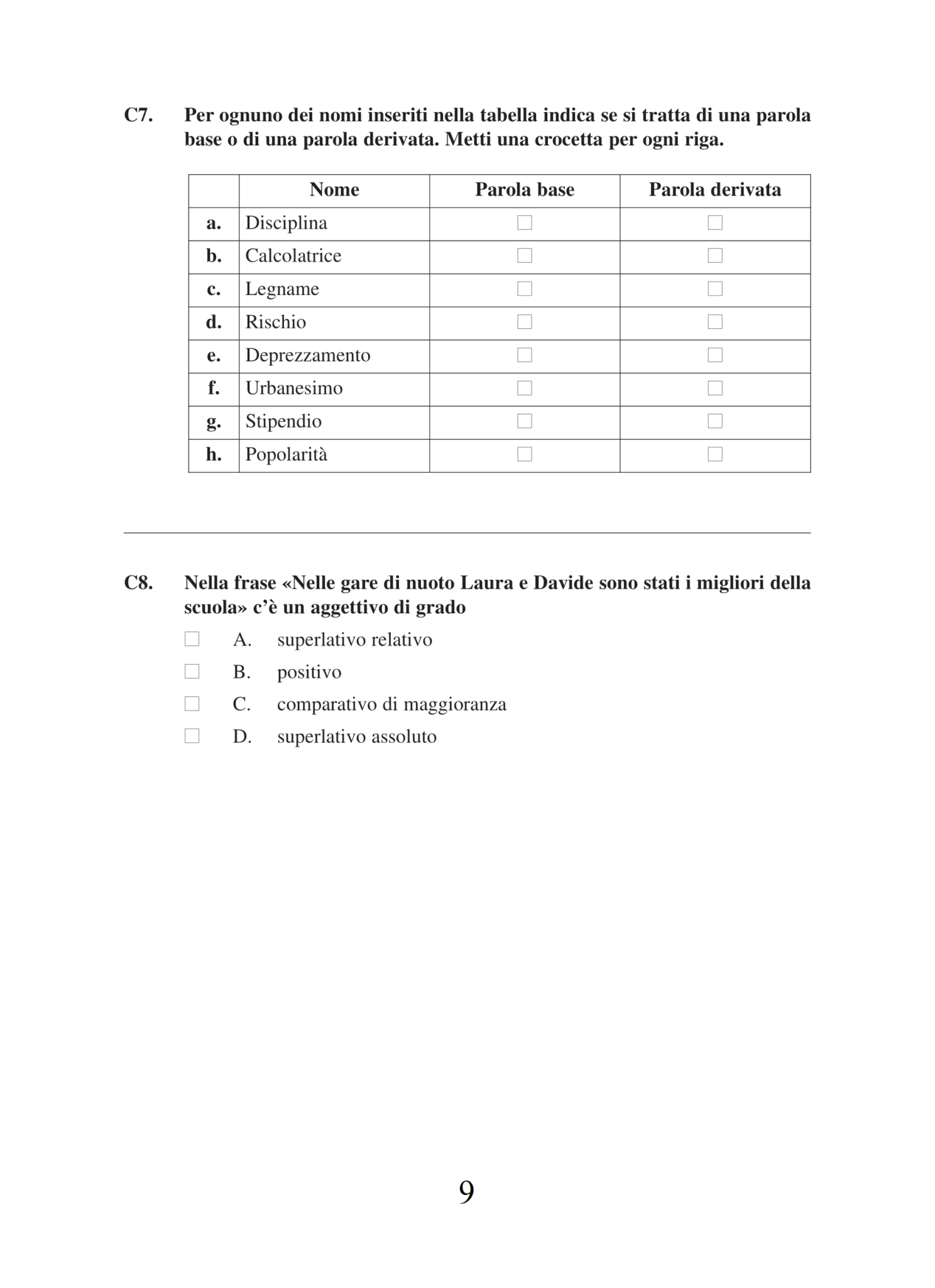 Prove Invalsi di Grammatica per la terza media Scuola Media Digitale